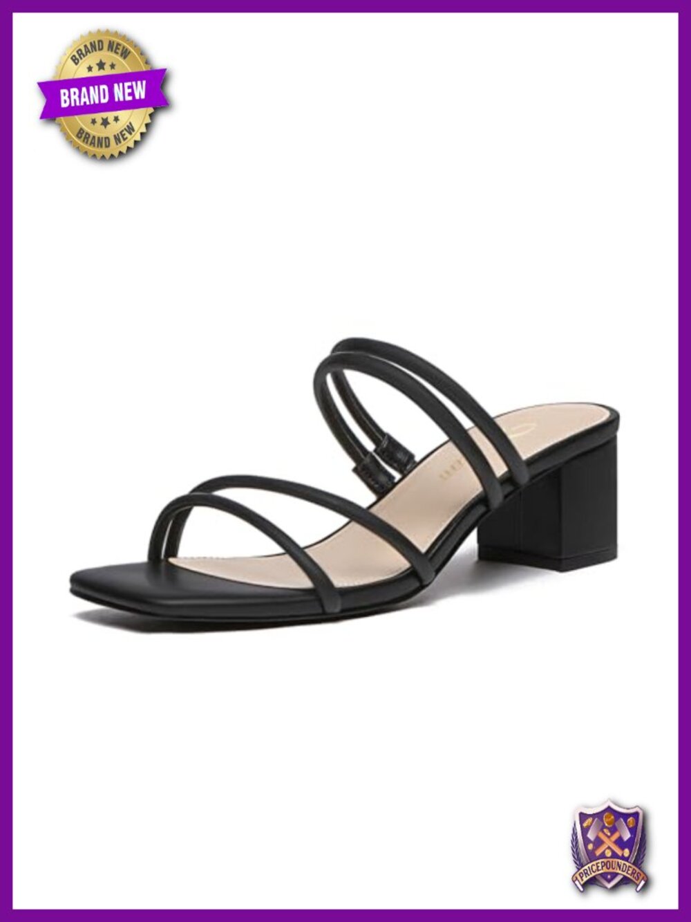 Women's Strappy Block Chunky Heels Fashion Square Open Toe Slip On Sandals